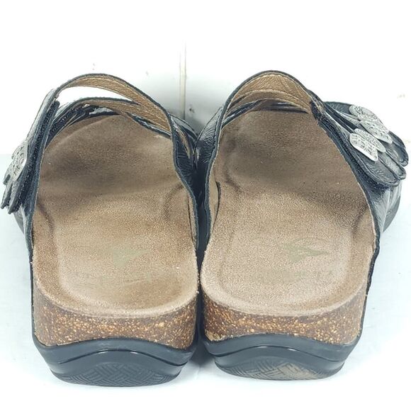 Dansko Women's Janie EU38 US7-7,5 Black Leather Slip-On Slide Sandals Shoes - Picture 13 of 16